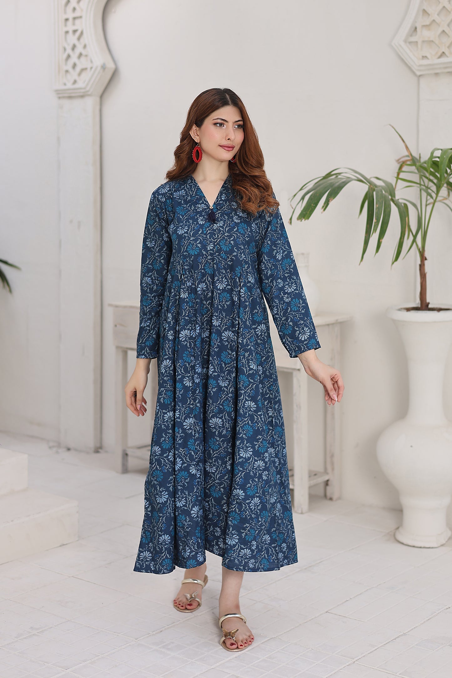 Lawn frock 85520 Teal Vine