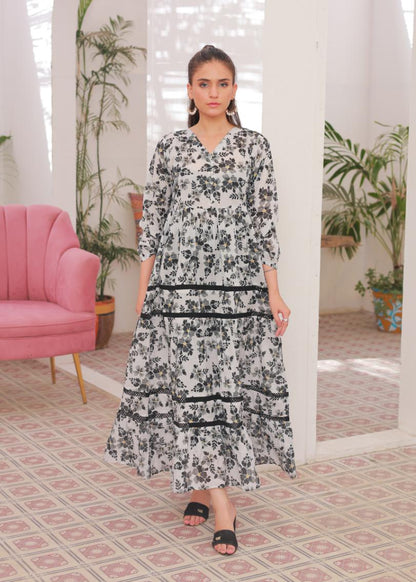 lawn frock 79737 blacknwhite