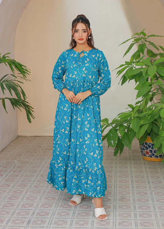 cambric frock 81026 Teal BLue