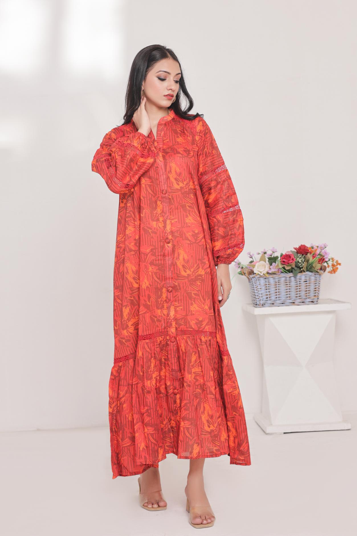 lawn frock 79733 reddishOrange