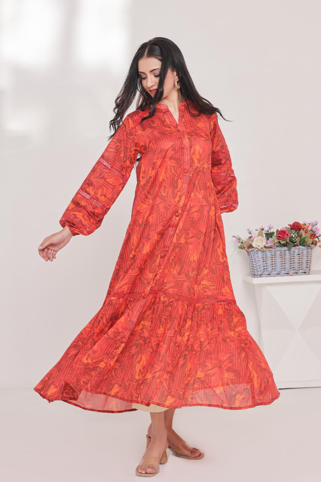 lawn frock 79733 reddishOrange