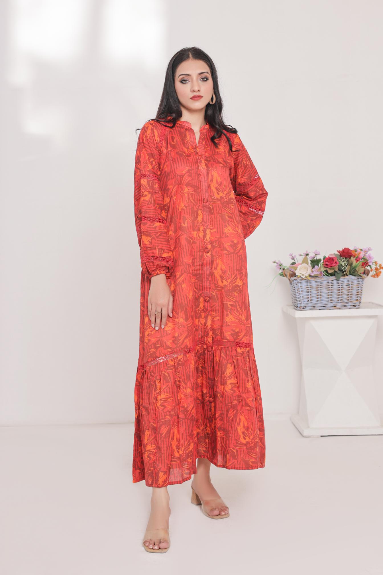 lawn frock 79733 reddishOrange
