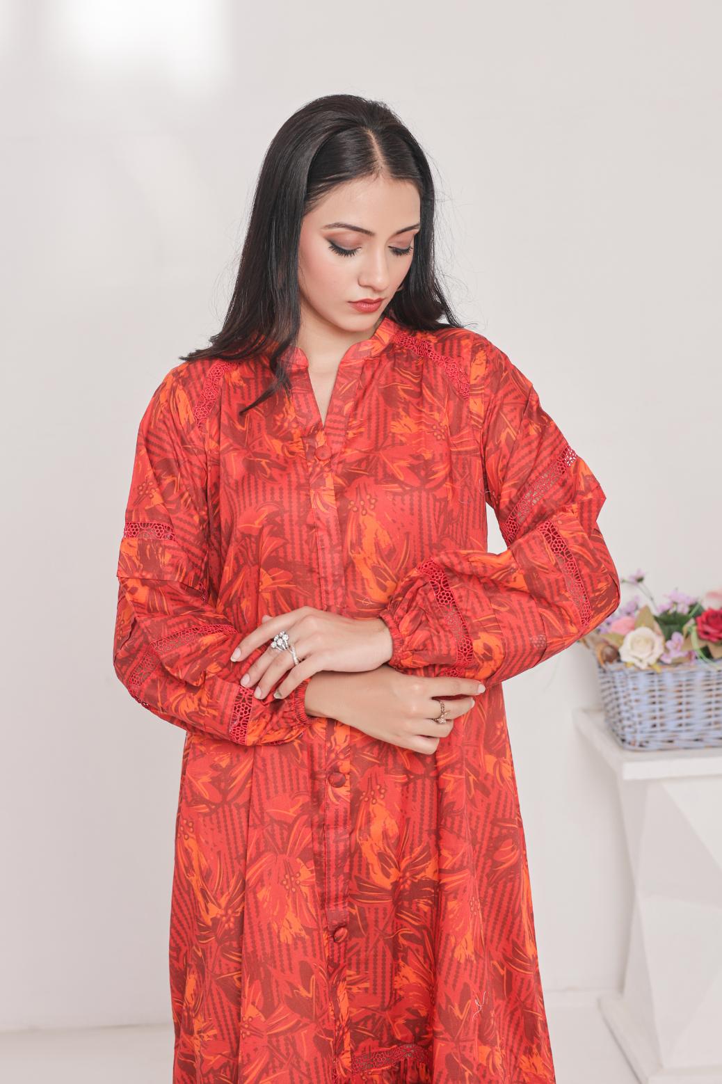 lawn frock 79733 reddishOrange