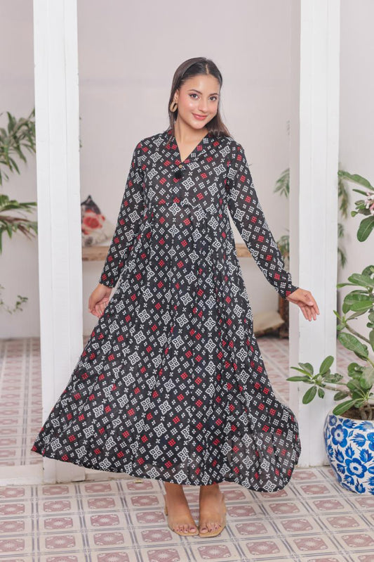 lawn frock 79729 chunriBlack