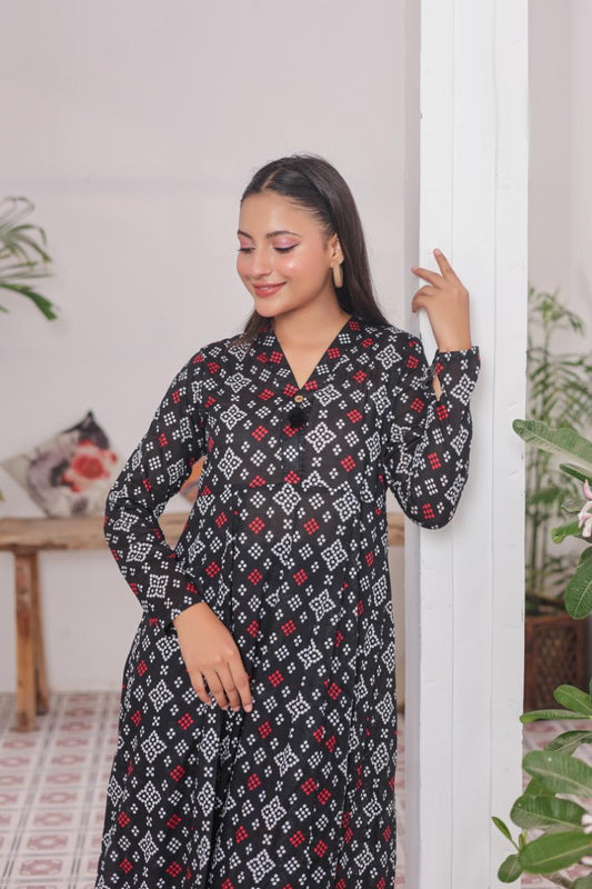 lawn frock 79729 chunriBlack