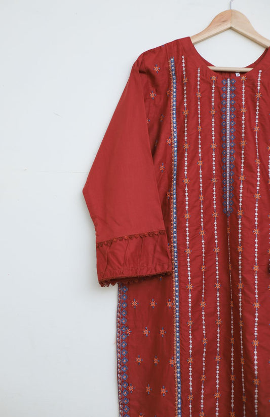 cotton lawn emb 2pc red129