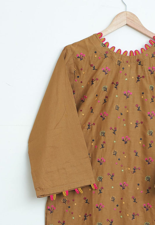 cotton lawn emb 2pc brown125