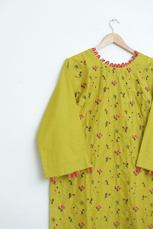 cotton lawn emb 2pc limeGreen125