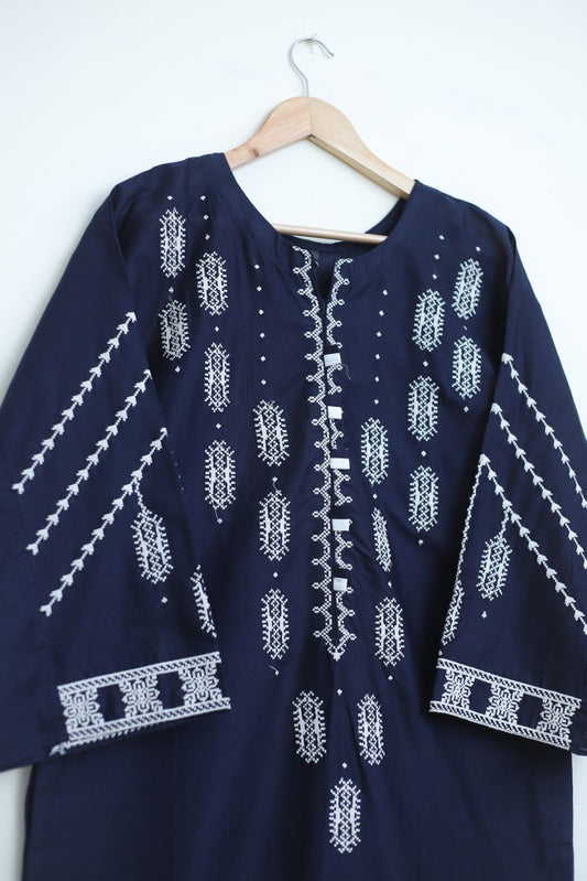 cotton lawn emb 2pc navy131