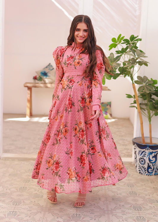 Chiffon maxi teapnk 10310