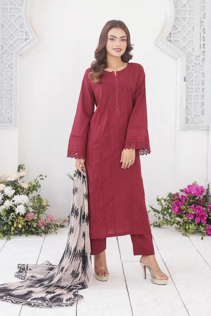 Maroon cotton 3pc set 455210