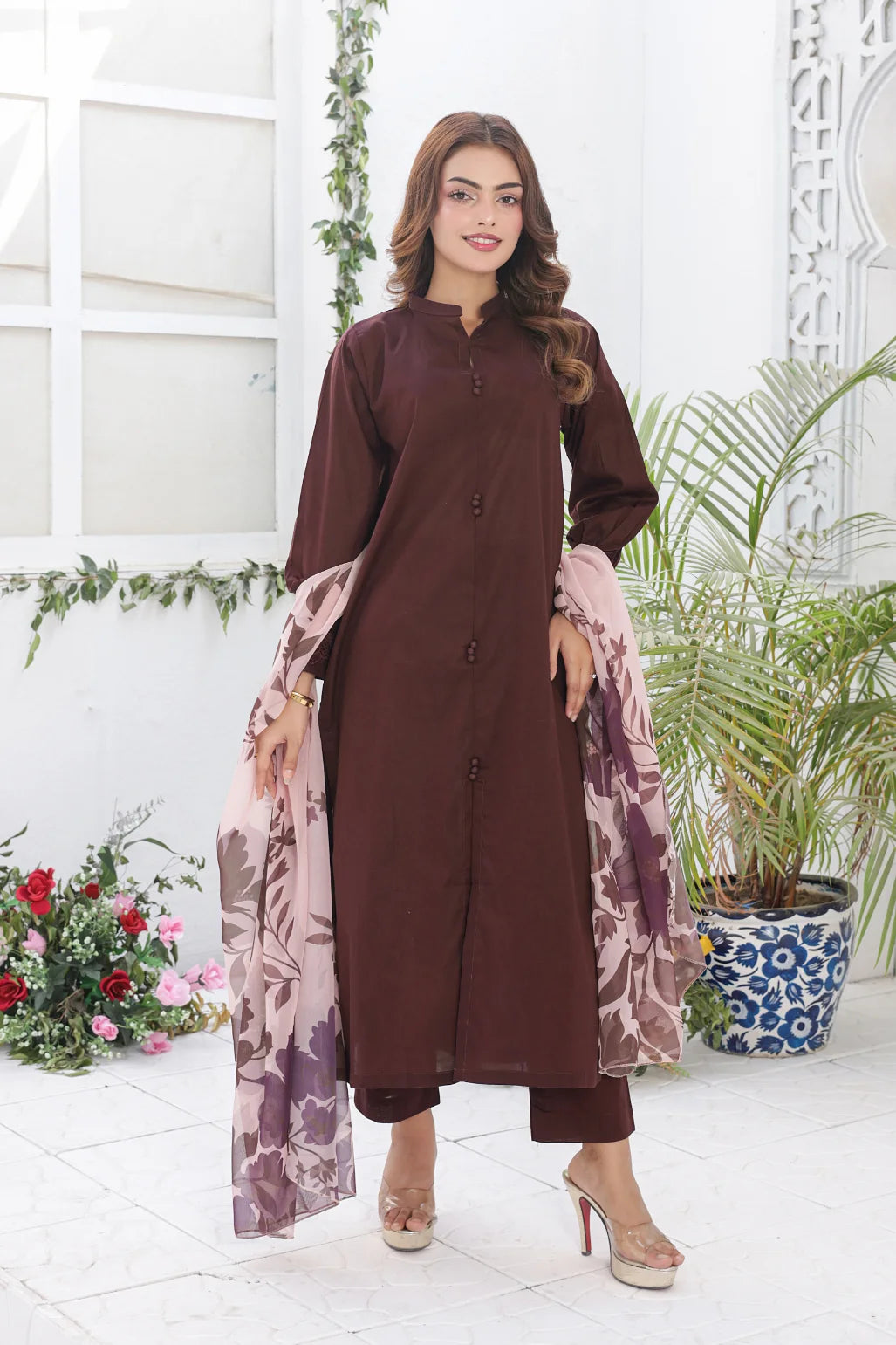 brown cotton 3pc set 455220