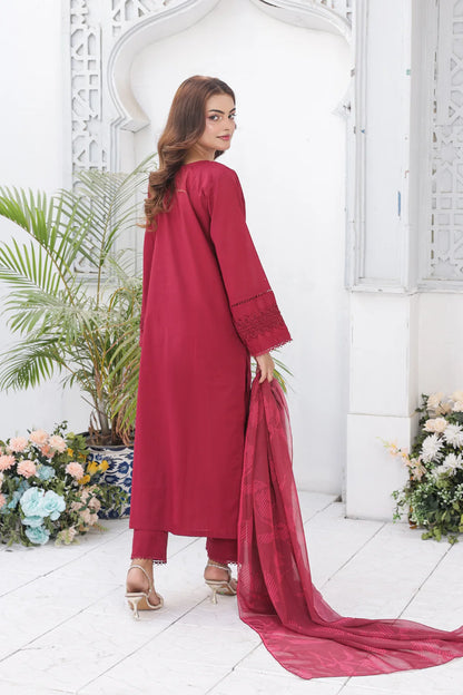 Crimson Red cotton 3pc set 79595