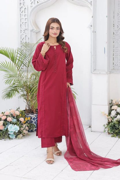 Crimson Red cotton 3pc set 79595