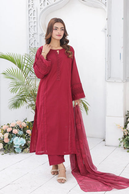 Crimson Red cotton 3pc set 79595