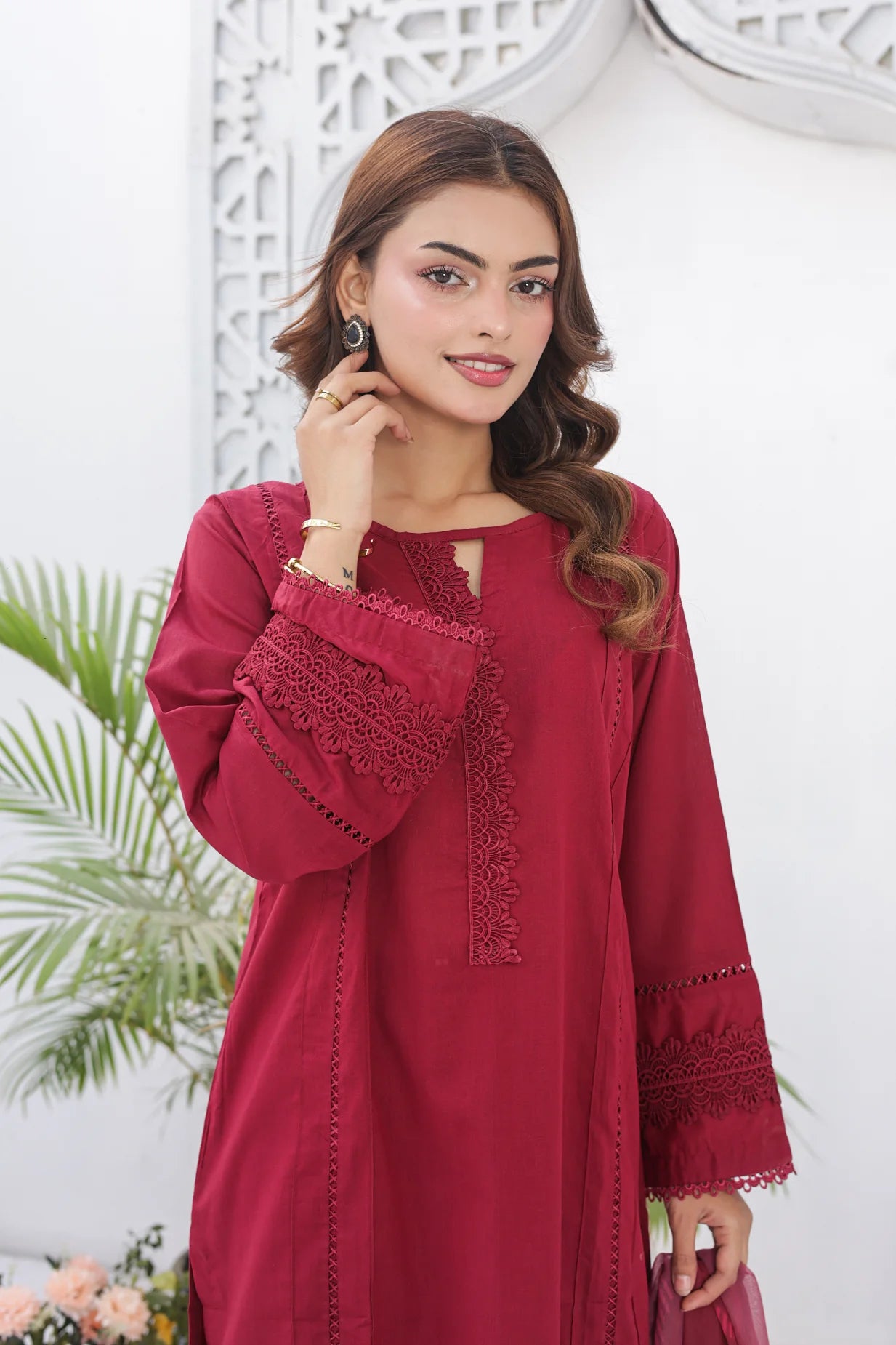 Crimson Red cotton 3pc set 79595
