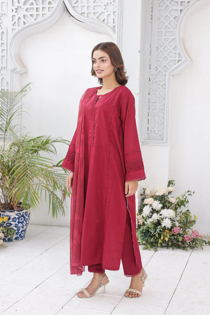 Crimson Red cotton 3pc set 79595