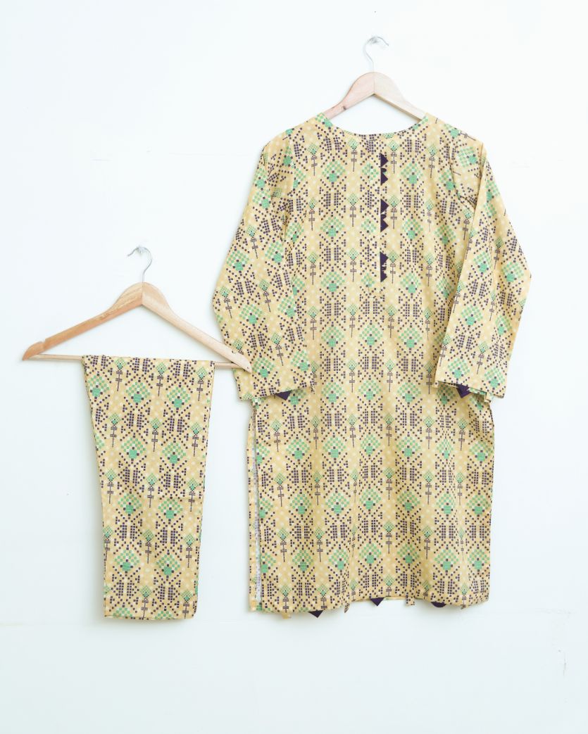 Lawn 2pc set-  yellowdot 78626