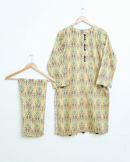Lawn 2pc set-  yellowdot 78626