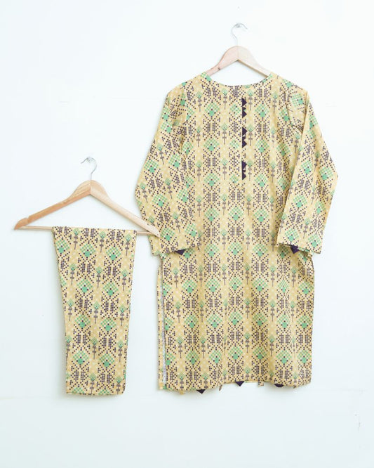Lawn 2pc set-  yellowdot 78626