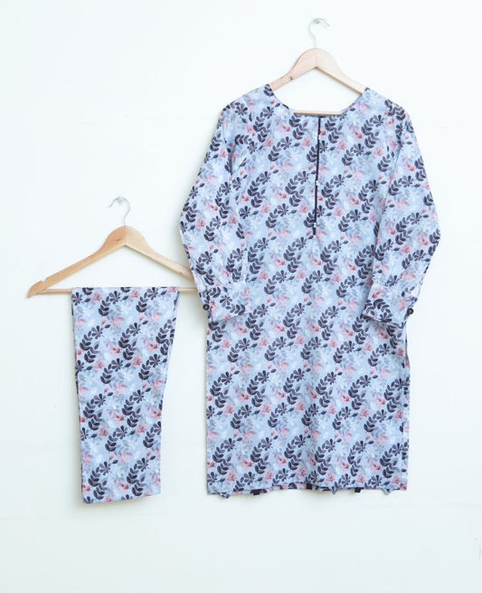 Lawn 2pc set-  greyblack 78633