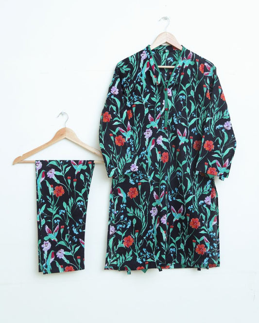 Lawn 2pc set- blackGreen 78641