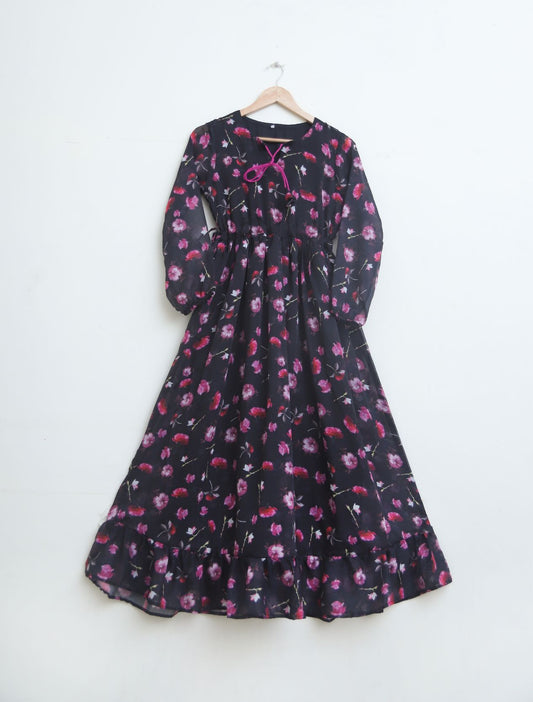 chiffon maxi  987011 blackhotPink