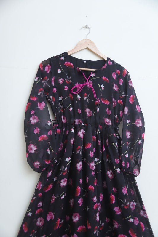 chiffon maxi  987011 blackhotPink