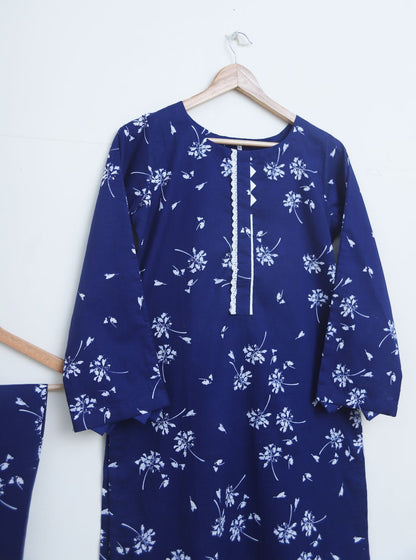 Lawn 2pc set- navyblue021
