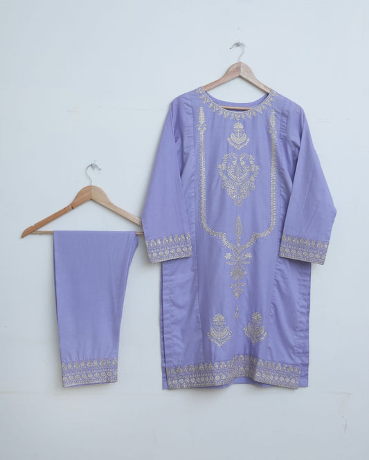 Cotton Emb 2pc lylac 1930