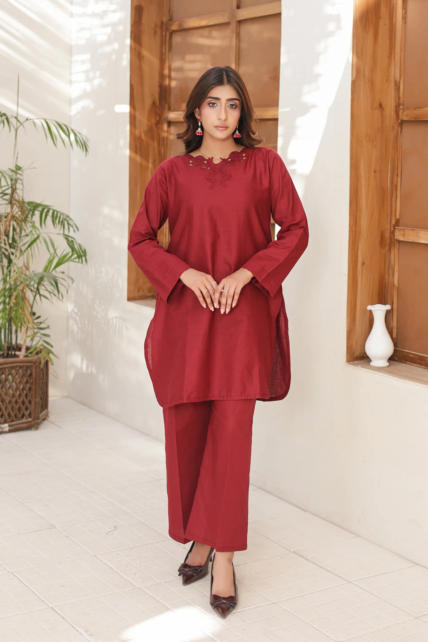 cotton 2pc 74949 Deep Crimson