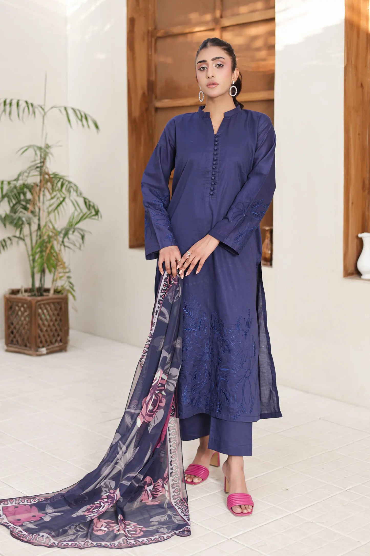 cotton 3pc Navy Blossom 455660