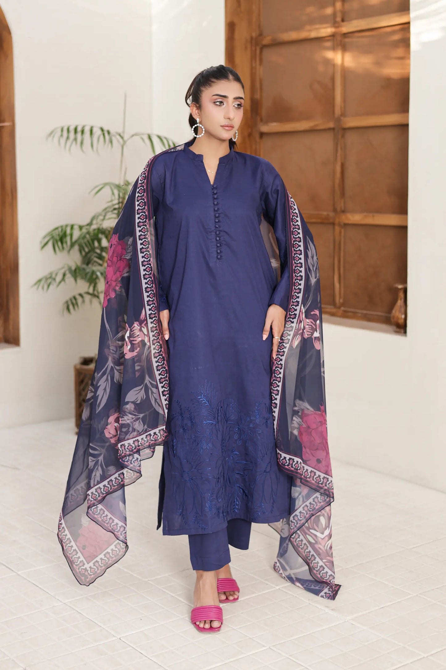 cotton 3pc Navy Blossom 455660