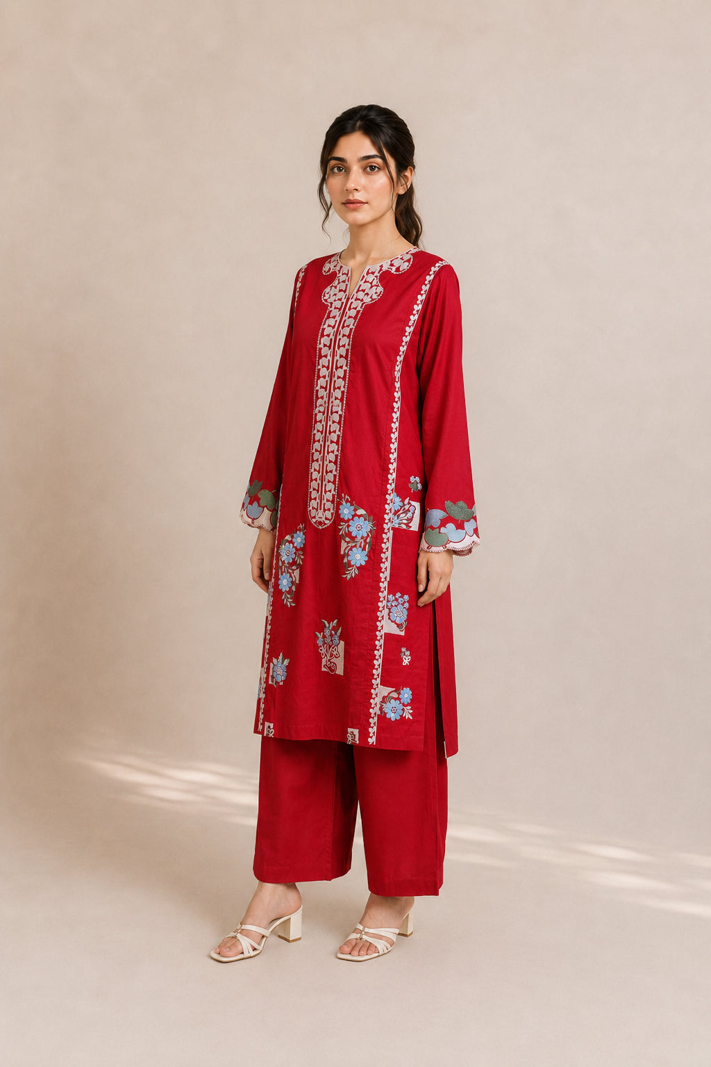 Embroidered 2pc Red- 456239