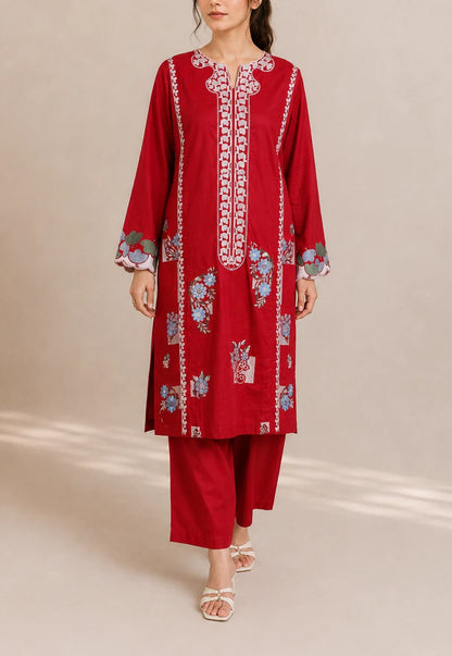 Embroidered 2pc Red- 456239