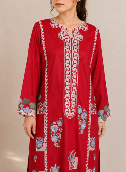 Embroidered 2pc Red- 456239