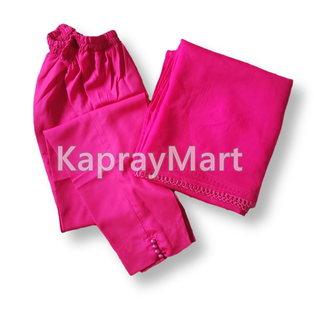 Chiffon kali 3pc suit- hot pink