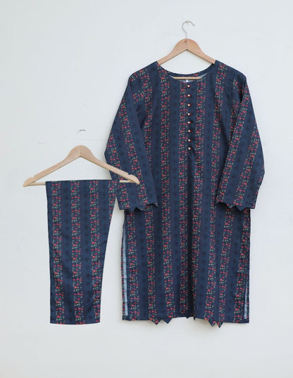 Lawn 2pc set- navyFlines 78541