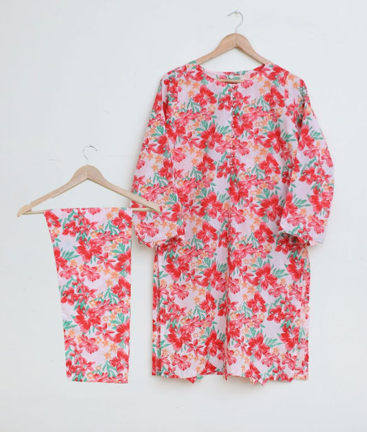 Lawn 2pc set- pinkRed 78543
